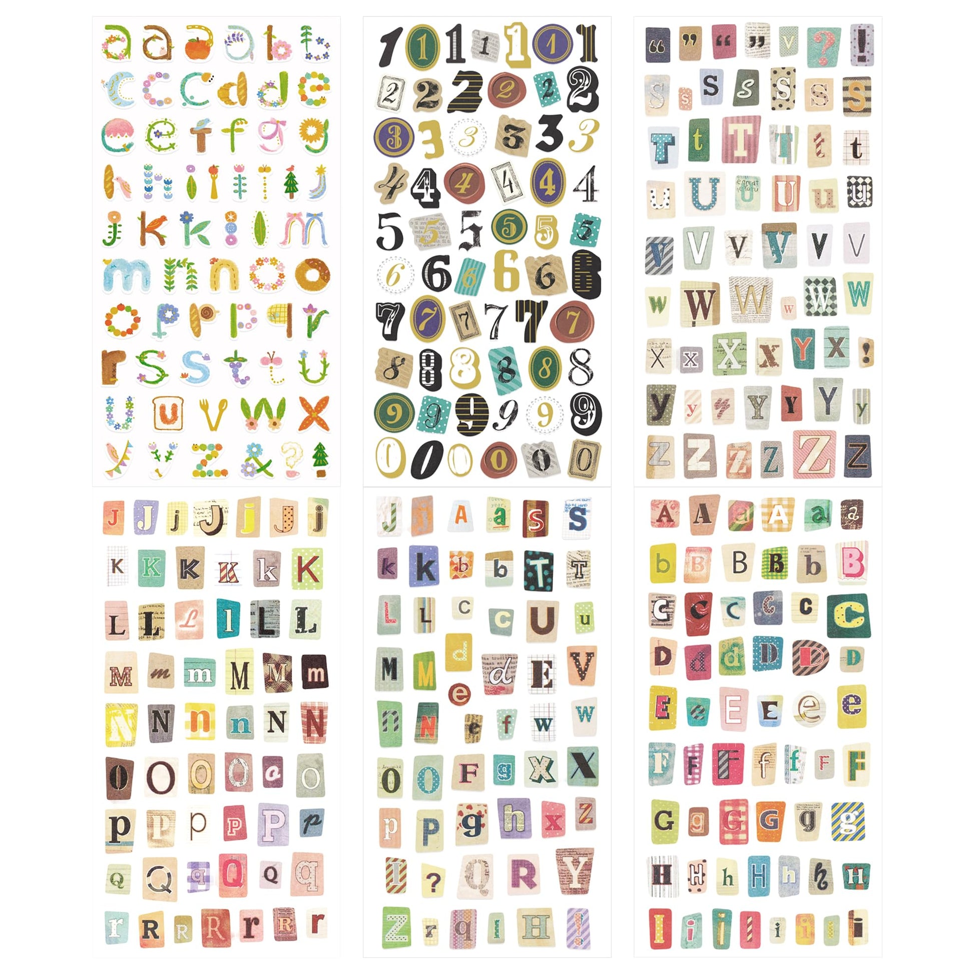 48 Sheets Vintage Letter Stickers for Scrapbooking Supplies, 2776 Pcs Self-Adhesive Vinyl Cute Alphabet Number Decals for Junk Journal Scrapbook