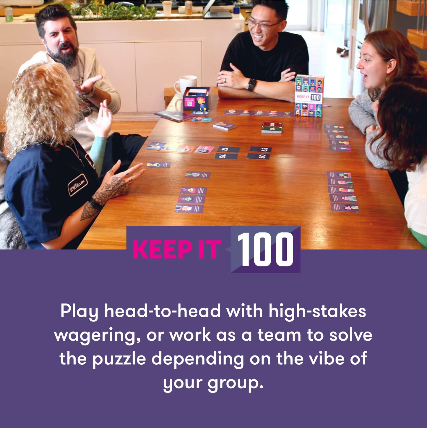 Keep It 100: The Card Game by Cut | Surprising Surveys & Intuitive Guessing | Card Game for Family, Friends, Parties and Game Night
