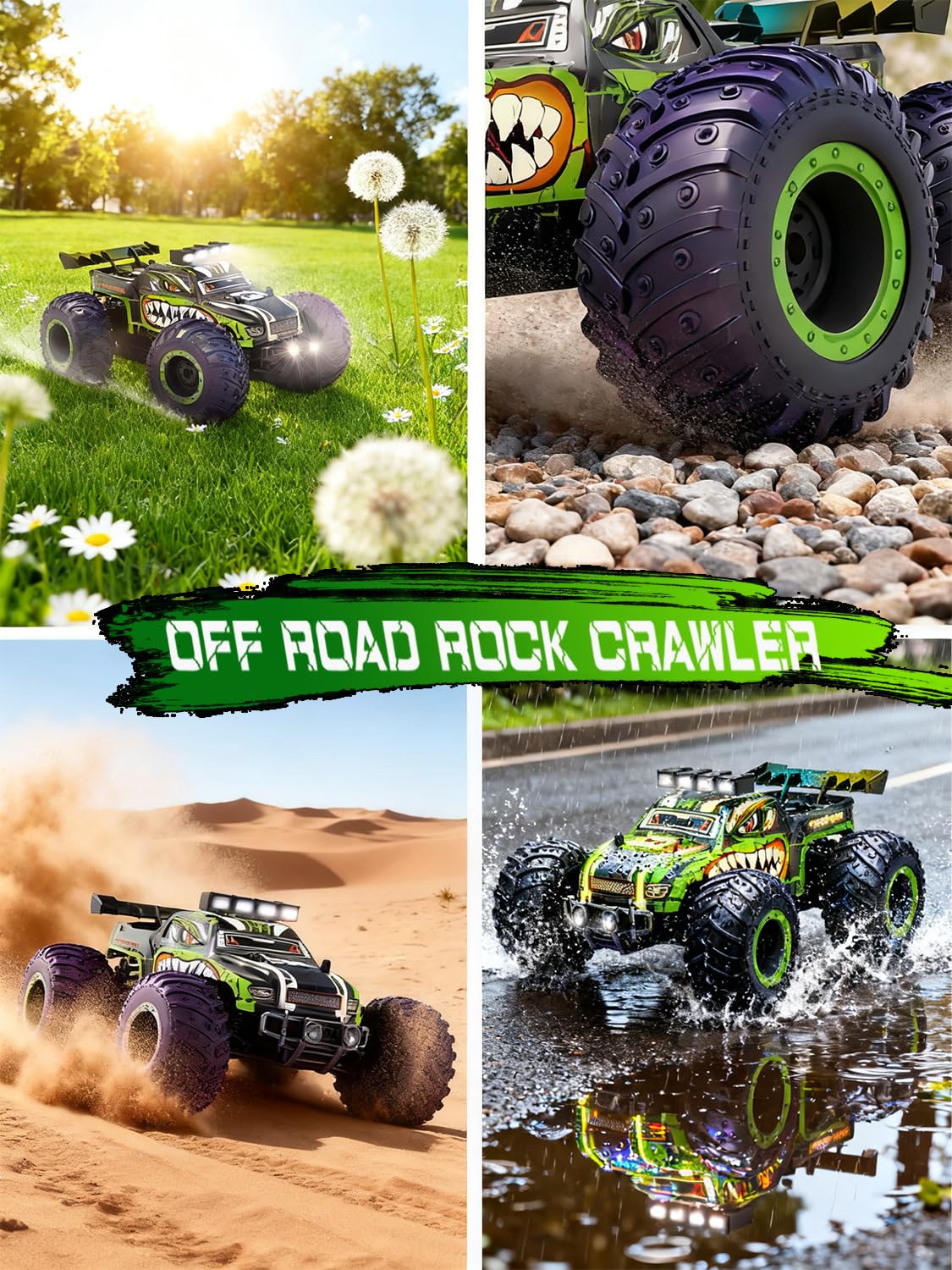 Zappido RC Cars for Boys Age 4-7 8-12, 20km/h High Speed Remote Control Monster Truck with Dino Theme, All-Terrain Off-Road Crawler