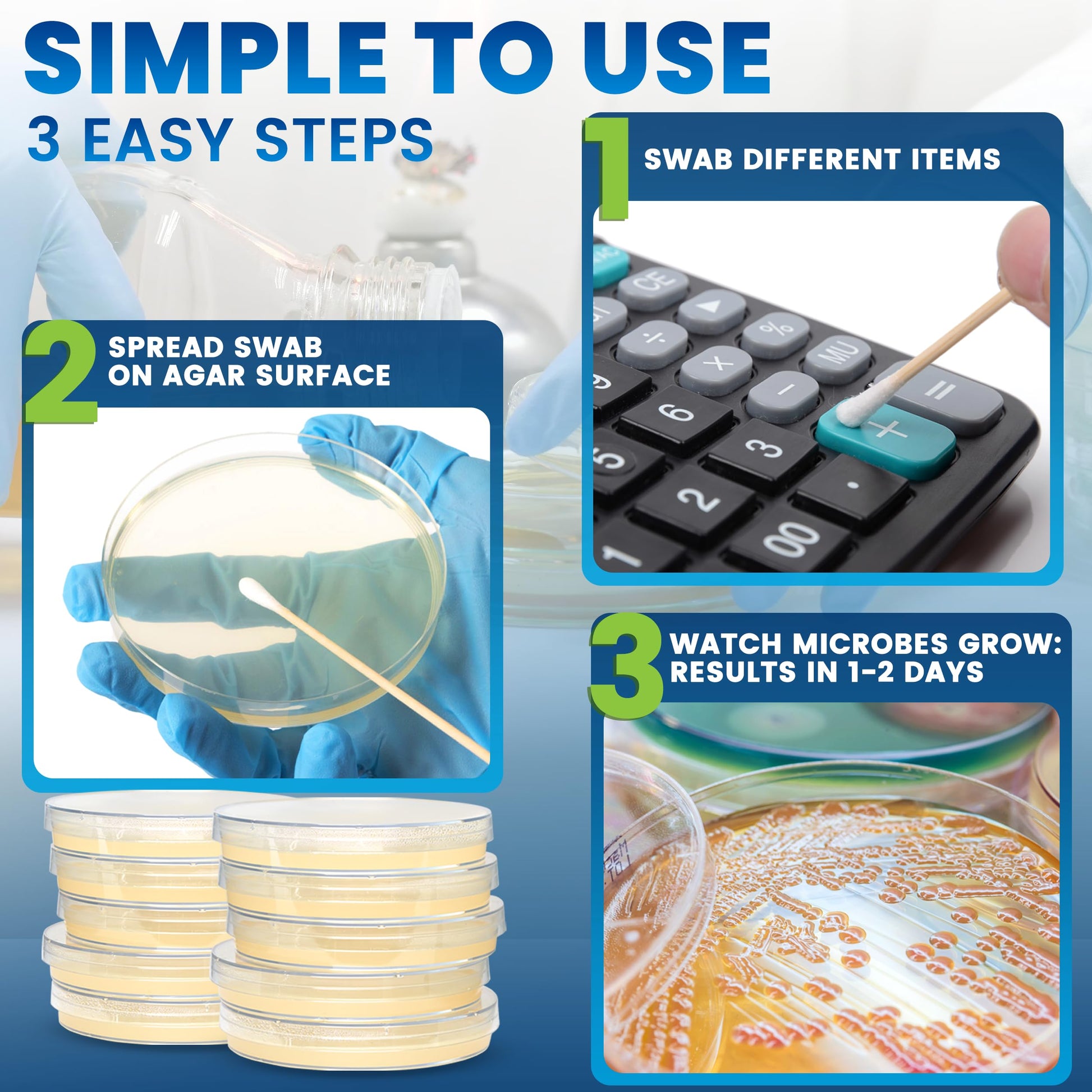 Evviva Sciences Microbiology Science Project Kit, Pre-Poured Agar Plates for Students, Agar Petri Dishes to Learn Microbiology, with Educational