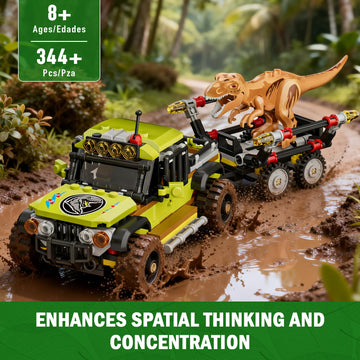 Mould King Pickup Truck Building Blocks with T-Rex Dinosaur, 344 PCS