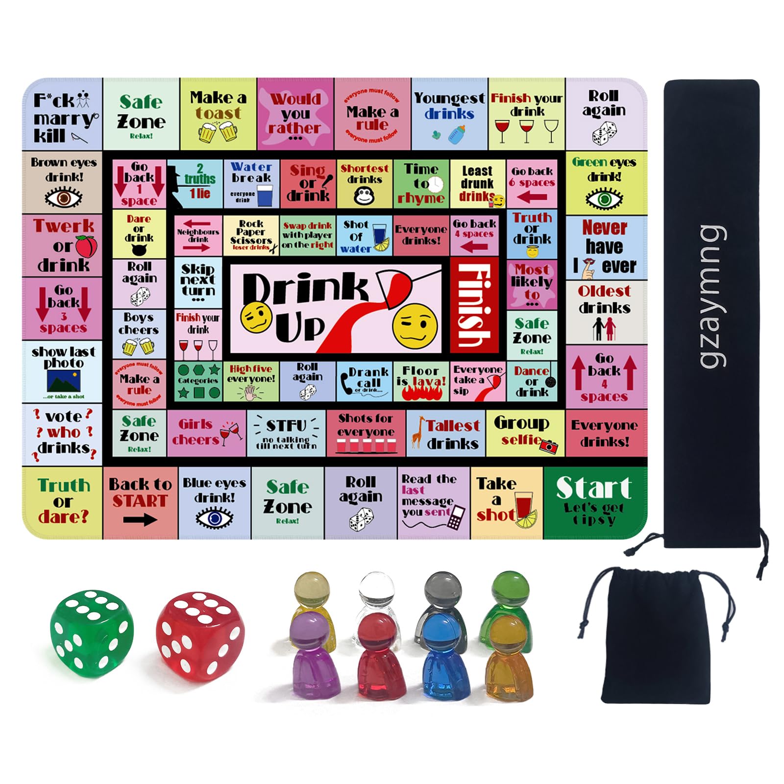 gzaymng Drinking Board Games for Adults, Rubber Mat Drinking Board Game, Funny Party Drinking Games for Game Night, Birthday, Family Play or Any