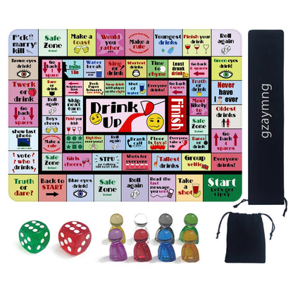 gzaymng Drinking Board Games for Adults, Rubber Mat Drinking Board Game, Funny Party Drinking Games for Game Night, Birthday, Family Play or Any