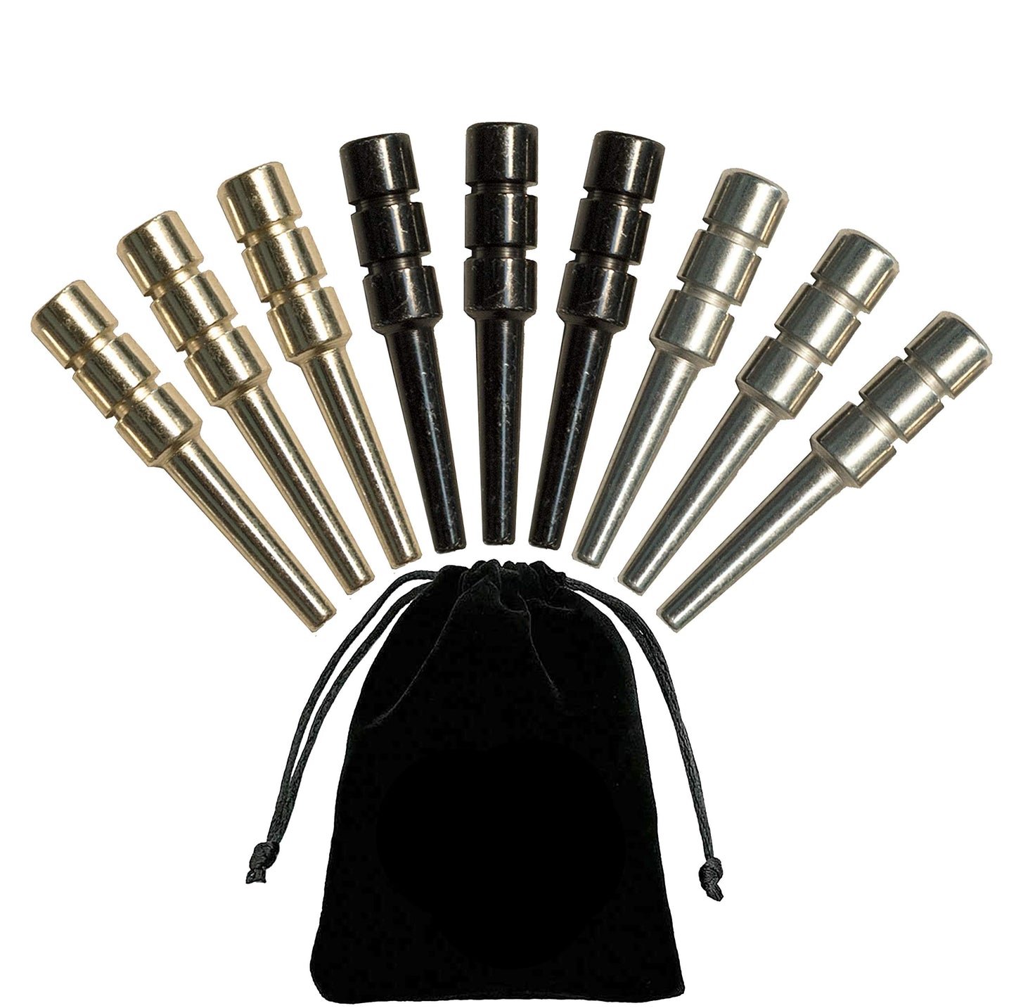WE Games King-Sized Ultimate Cribbage Pegs - Set of 9 (3 Brass, 3 Silver, 3 Black)