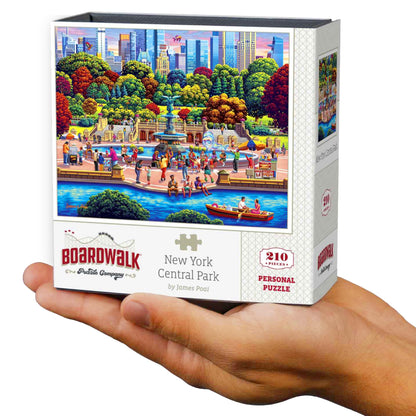 Boardwalk New York Central Park 210 Piece Personal Puzzle, Jigsaw Puzzles with Premium Box, New York Gifts for Adults, 6"x8"