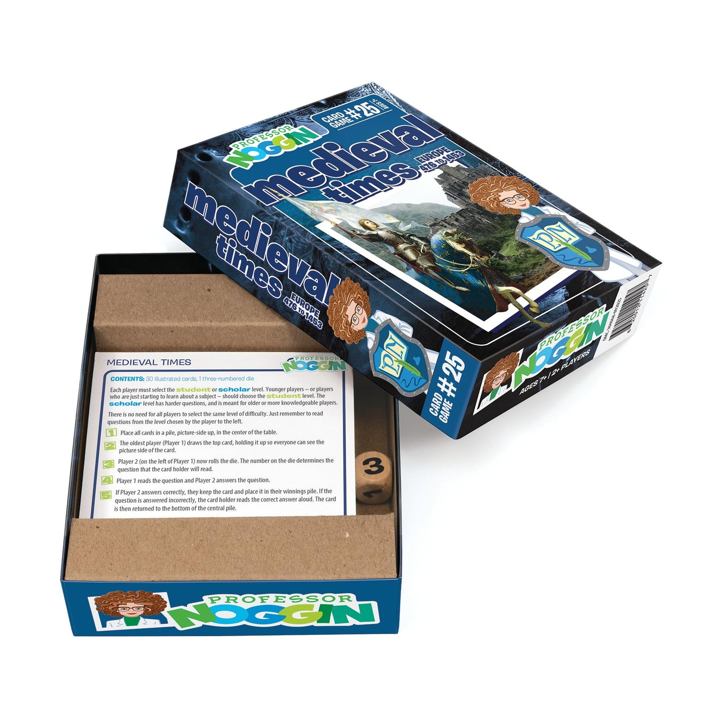 Outset Media Professor Noggin's Medieval Times - an Educational Trivia Based Card Game for Kids - Trivia, True or False, and Multiple Choice - Ages 7+