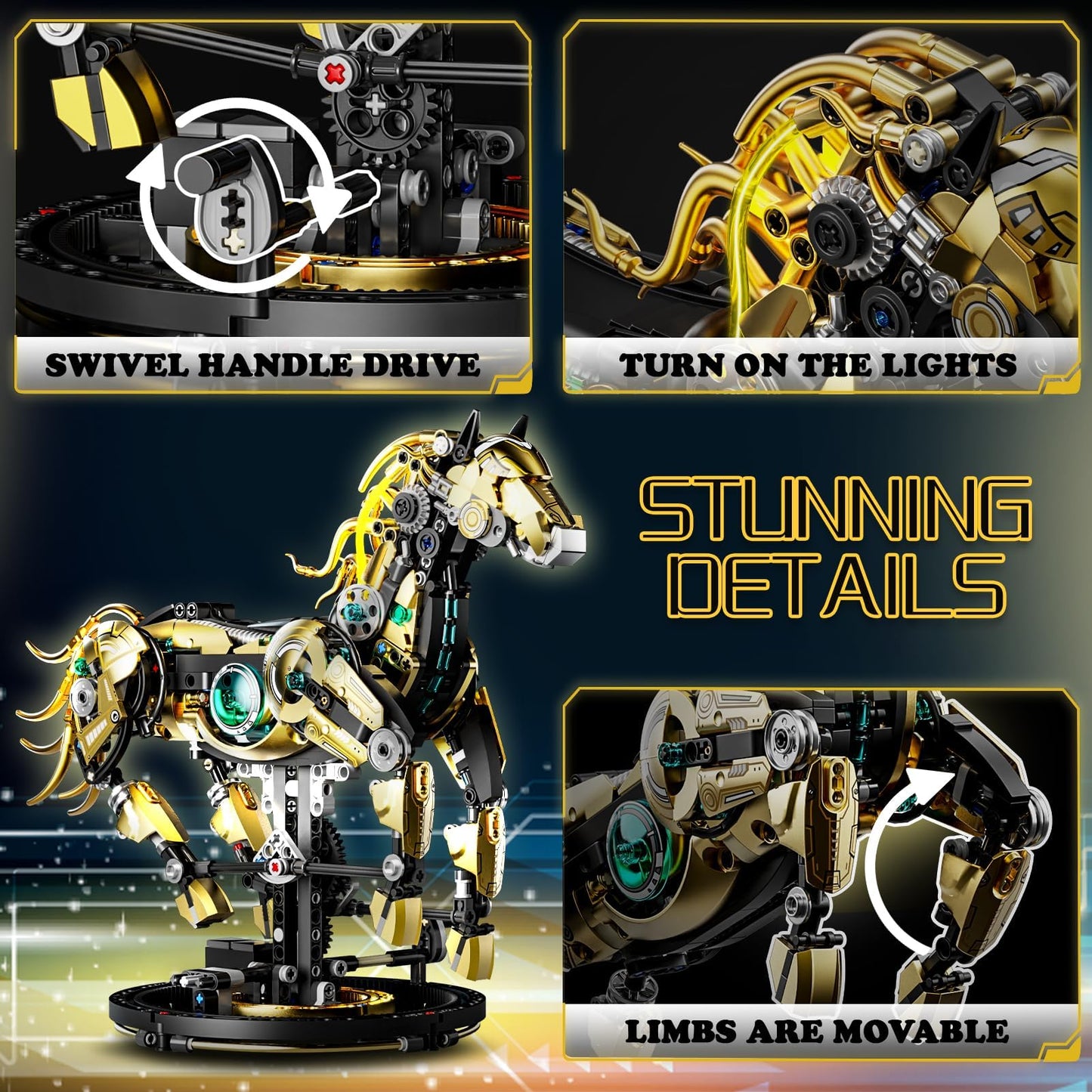 Mechanical Horse Building Sets, Compatible with Lego Animals, Animal Collection Toy, Home or Office Decor for Adults, STEM Building Gift for Teens