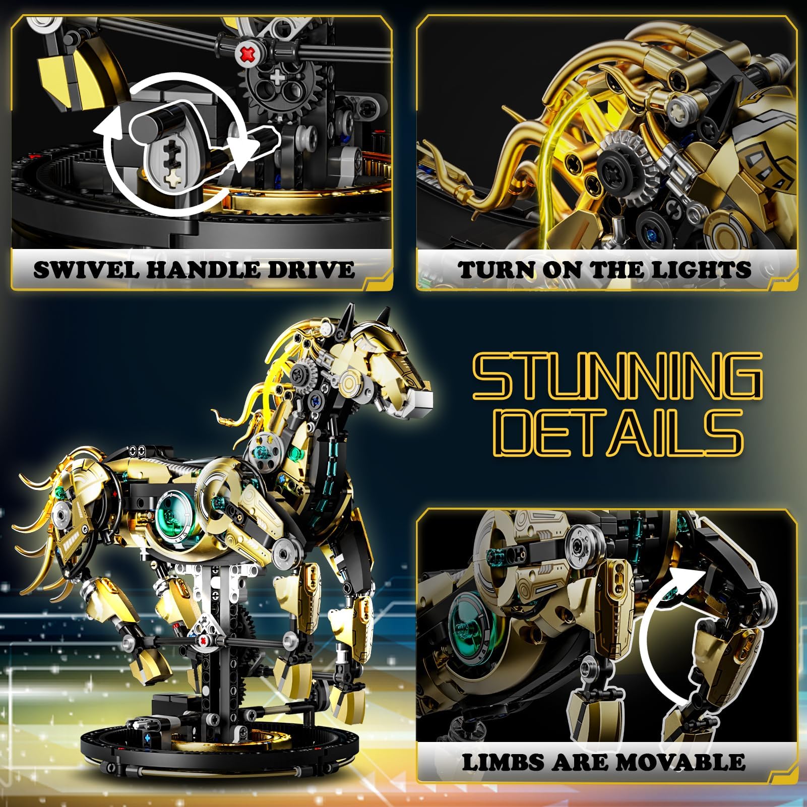 Mechanical Horse Building Sets, Compatible with Lego Animals, Animal Collection Toy, Home or Office Decor for Adults, STEM Building Gift for Teens