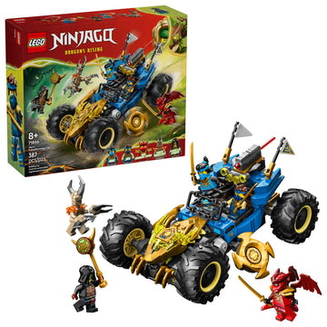 LEGO NINJAGO Jay’s Transforming Car Building Toy for Boys & Girls - Toy Car W/2 Play Modes for Kids, Ages 8+ - W/Jay, NYA, Dragon Form Kai, & 2 More