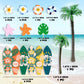 Summer Beach Happy Birthday Cake Topper Surfboard Palm Model Tree Umbrella Chair for Swimming Beach Luau Birthday (Surfboard)