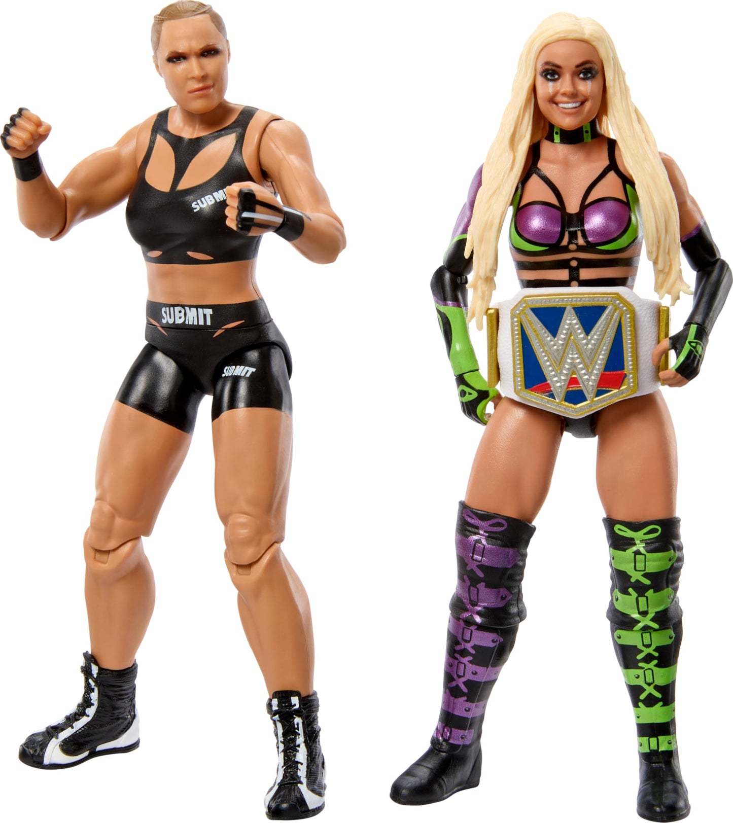 Mattel WWE Championship Showdown 2-Pack Action Figures & Accessory, Series #16 Ronda ROusey vs Liv Morgan Collectible Set, 6-inch