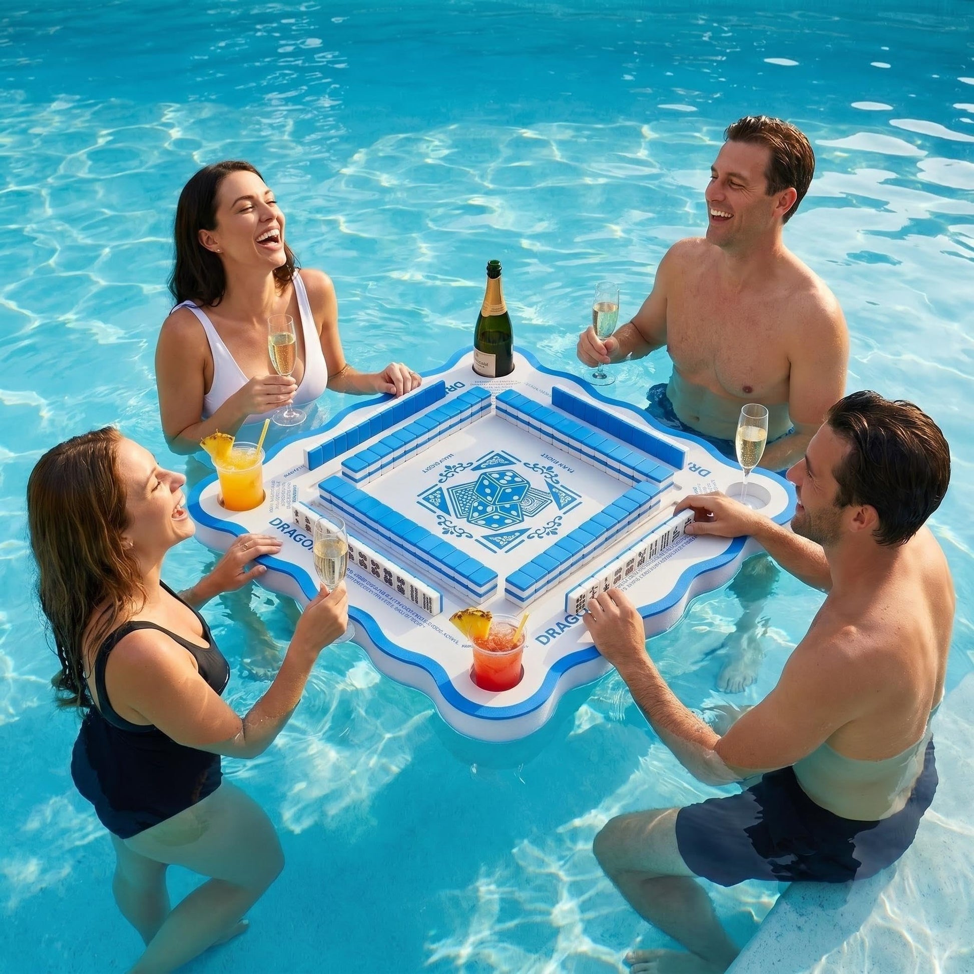 fisdpopar Floating Mahjong Table for Pool, Waterproof Floating Game Board Double-Sided for Mahjong & Poker, Floating Card Table for Pool, Domino