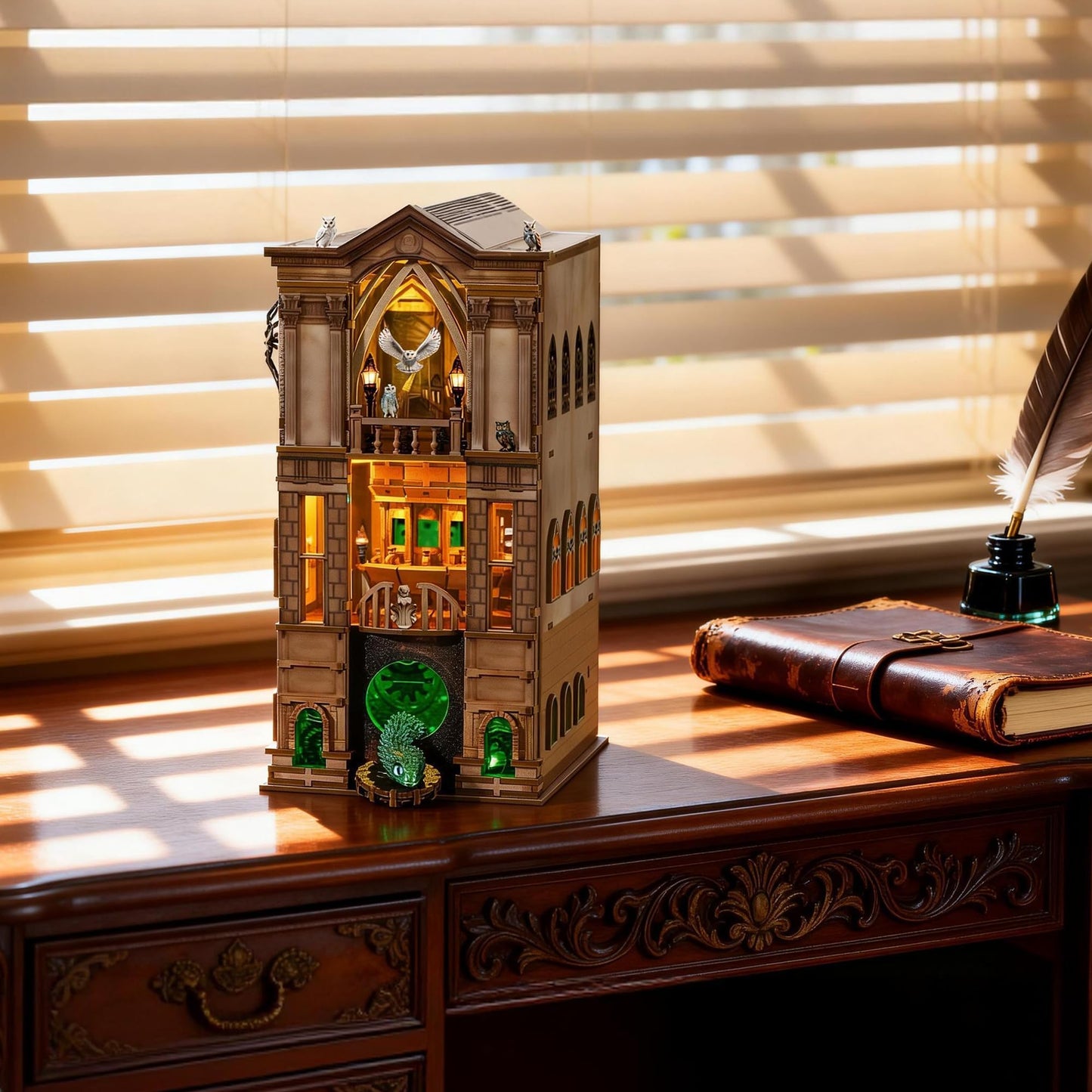 NookMaster Book Nook Kit - 3D Wooden Puzzle with Interactive LED Lights, Magic Castle DIY Miniature Decor for Adults & Teens, Enchanting Storytelling