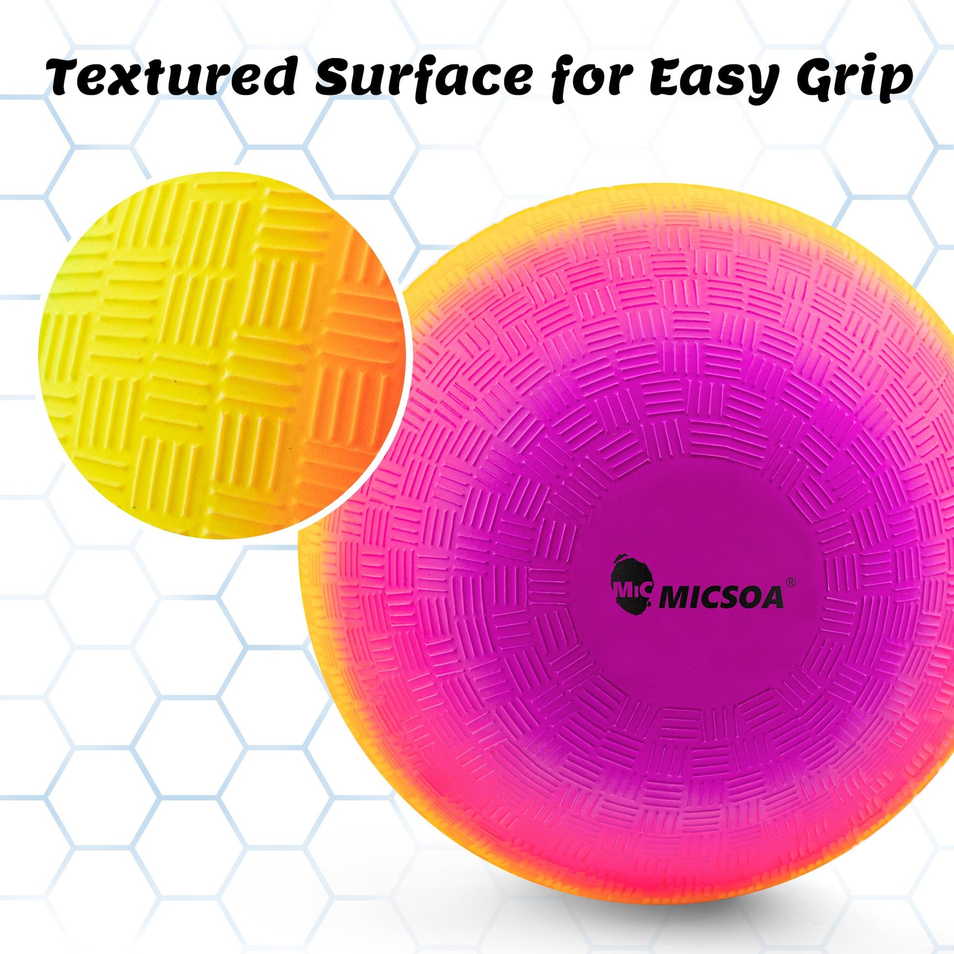 Micsoa 4 Pack 8.5 Inch Rainbow Playground Balls Set