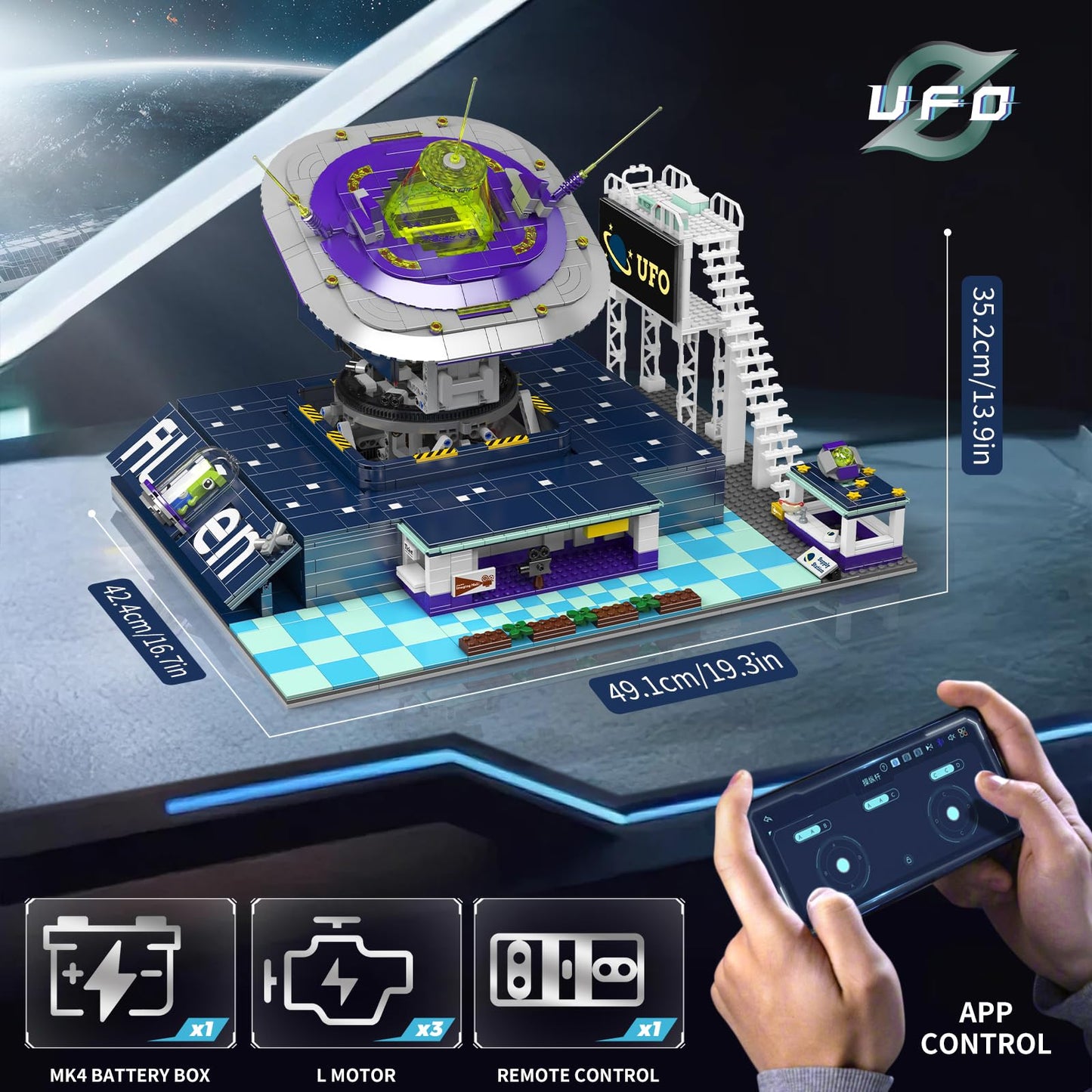 Mould King Star Spaceship Building Set with Spacecraft Model, Base Station, Galaxy Interstellar Spaceship Kit for Adults, Creative Play Space Toy
