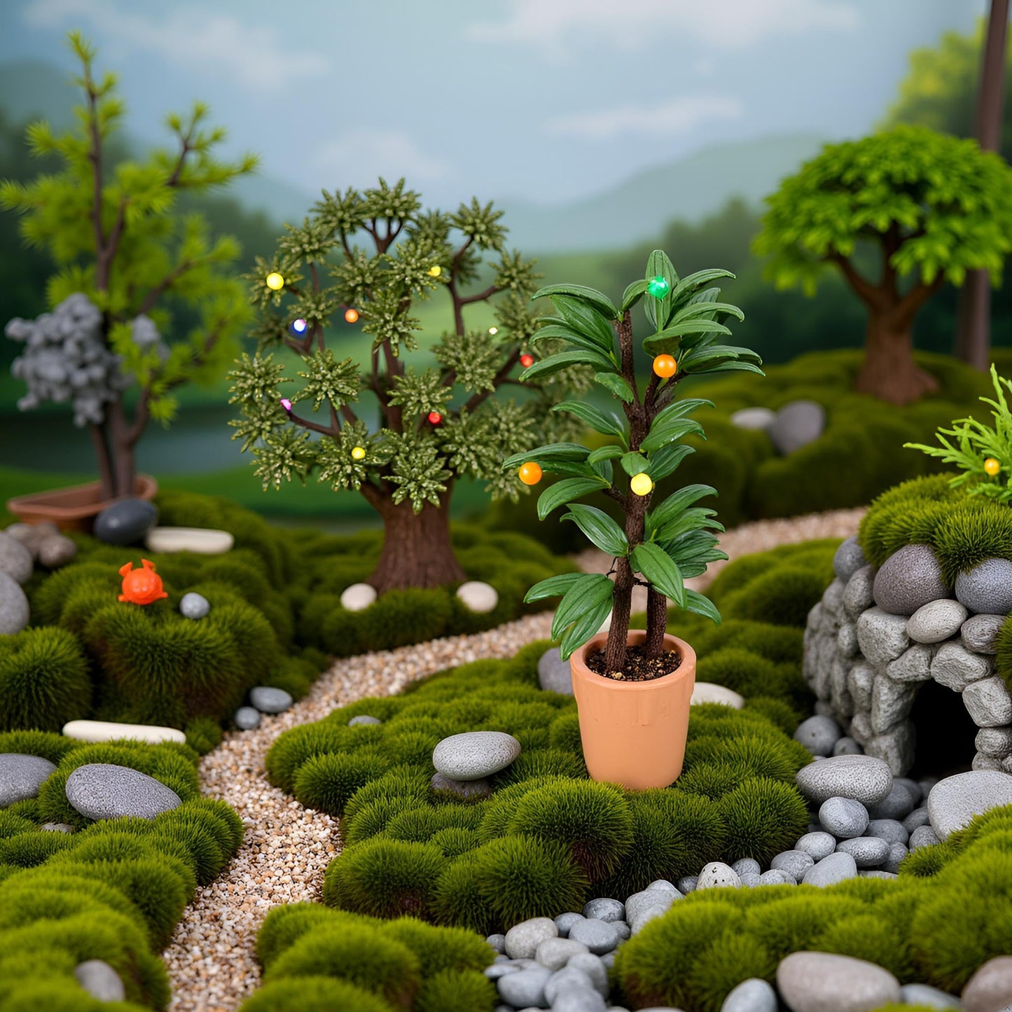 Green Cute Dollhouse Flower Bonsai 1:12 Mini Dollhouse Miniature Green Plant in Pot Micro Landscape DIY Craft Garden