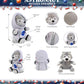 DolliBu Grey Wolf Astronaut Plush Toy - Wild Life Astronaut Stuffed Animal with Space Helmet and NASA Astronaut Suit, Spaceman Doll Decor for Girls