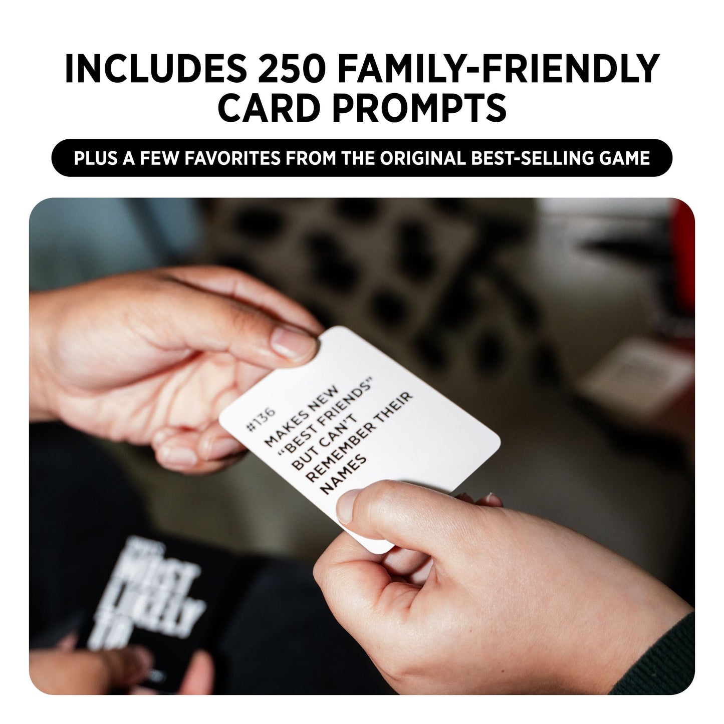 DSS Games Who's Most Likely to...Kinda Clean Family Edition [A Party Game | Great for Adults & Teens | Game Nights & Big Groups]