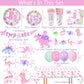 211 Pcs Dinosaur 2nd Birthday Party Supplies, Girl Dino Two Rex Birthday Decorations, 20 Serves Include Paper Plates, Cups, Napkins, Tablecloth, Cake