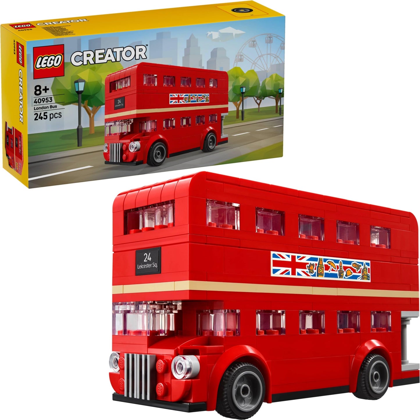 LEGO Creator London Bus - 245-Piece Double-Decker Bus Building Set, Iconic British Vehicle Model with Turning Wheels, Collectible London Souvenir Gift
