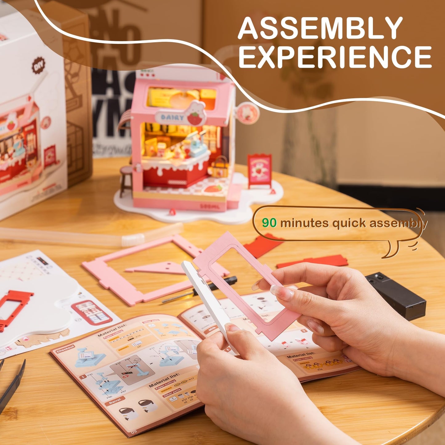 Wowood DIY Mini House Building Miniature Kit Milkbox, Miniverse Lifestyle Bookshelf Decoration, Cute Craft Kits for Women or Girls 14+, Kawaii Gifts