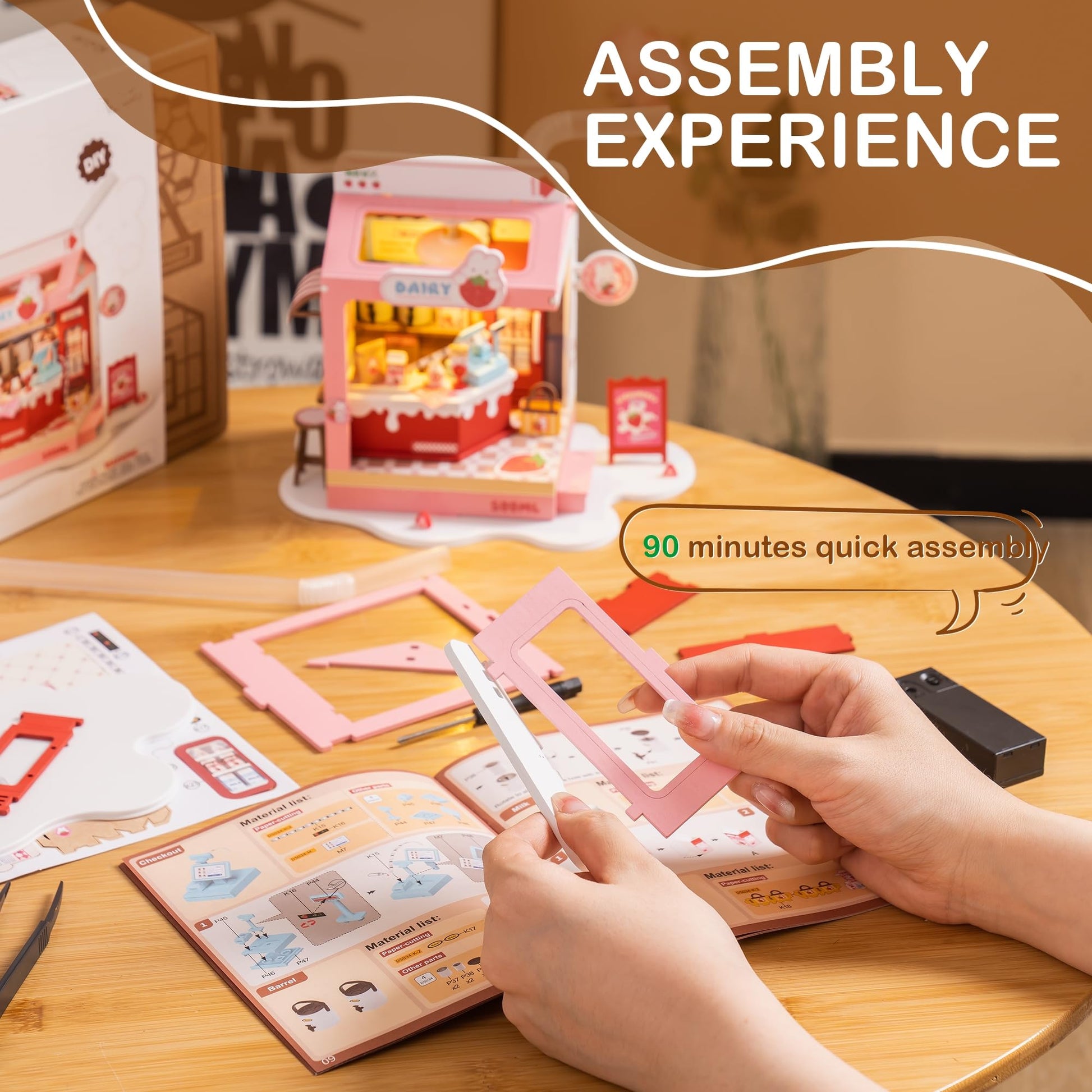 Wowood DIY Mini House Building Miniature Kit Milkbox, Miniverse Lifestyle Bookshelf Decoration, Cute Craft Kits for Women or Girls 14+, Kawaii Gifts