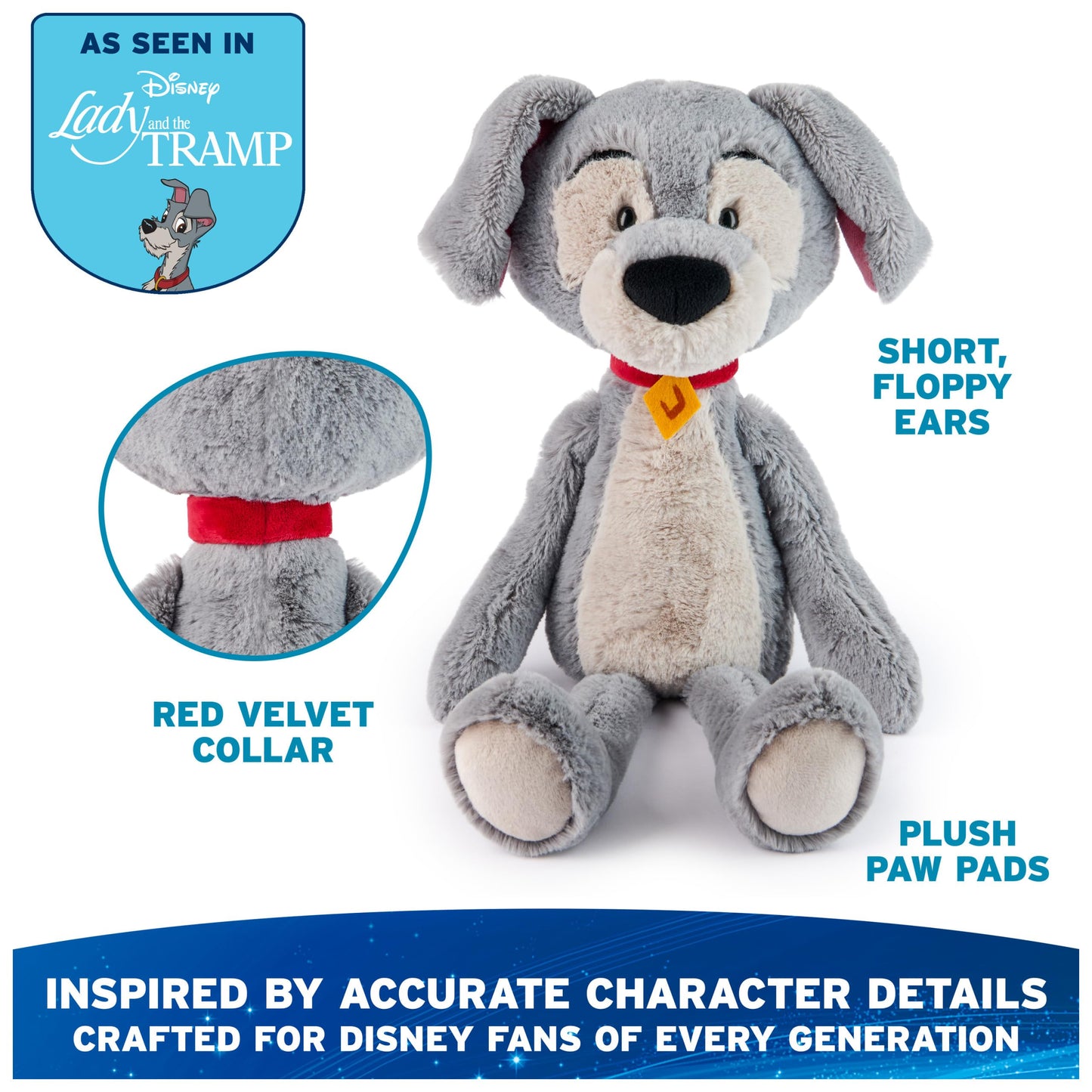 GUND Disney Official Tramp Toothpick 15-Inch Floppy Dog Plush Toy, Ages 1+
