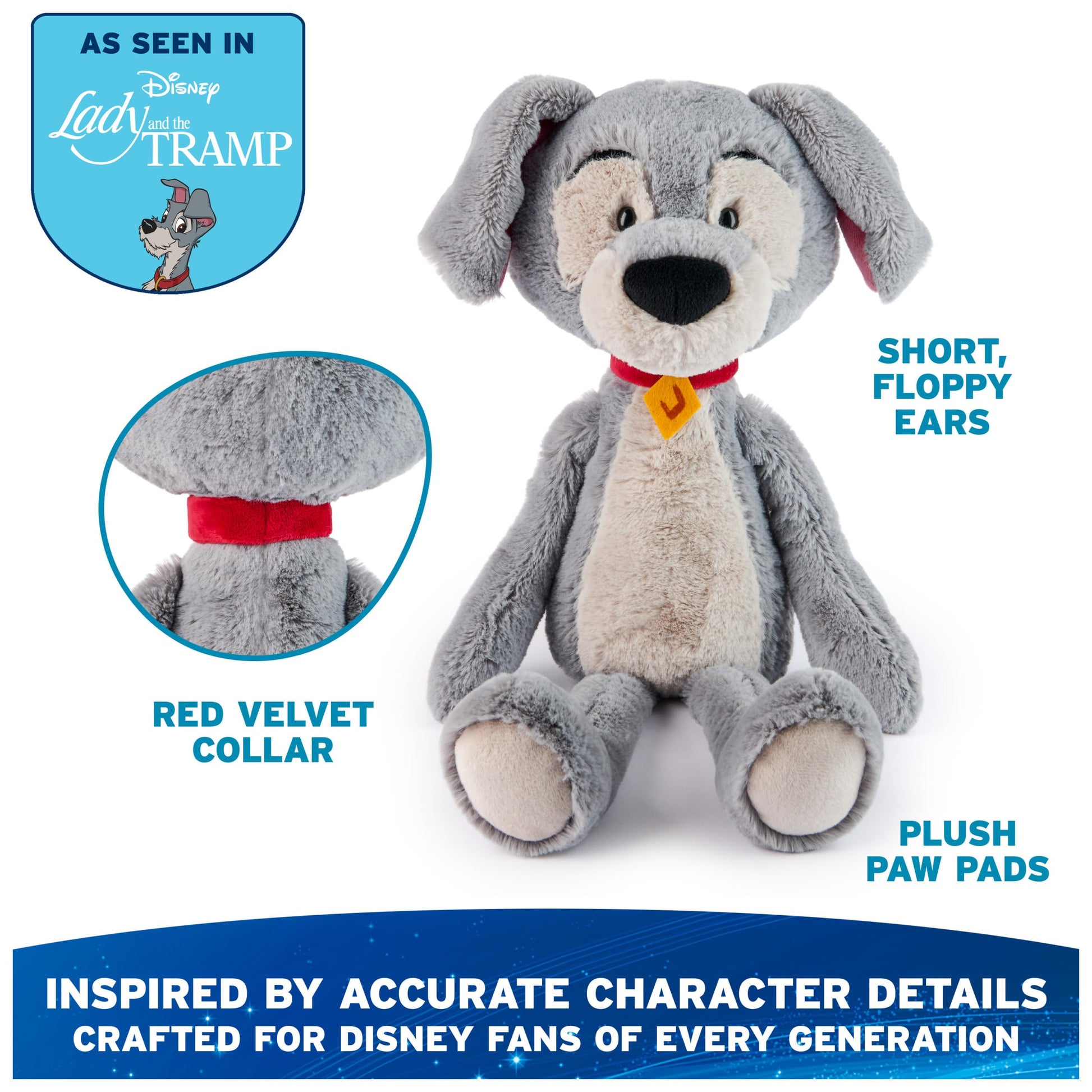 GUND Disney Official Tramp Toothpick 15-Inch Floppy Dog Plush Toy, Ages 1+