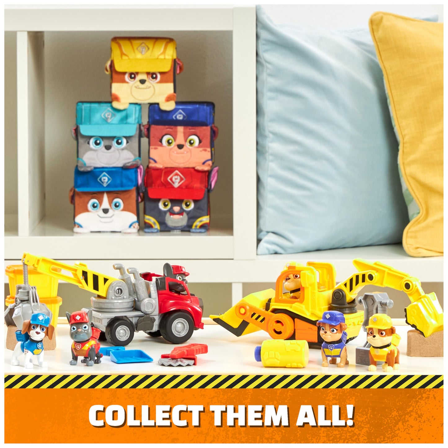 Rubble & Crew Stuffed Animals, Wheeler, 4-Inch Cube-Shaped Plush Toy for Kids Ages 3 and Up