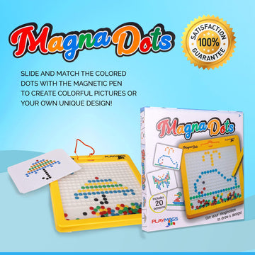 Playmags Large Magnetic Drawing Board for Kids - Magna Dots Doodle Board with Magnetic Pen - 12.5" Large Size with Kid Safe Magnets - Fun Toy Birthday