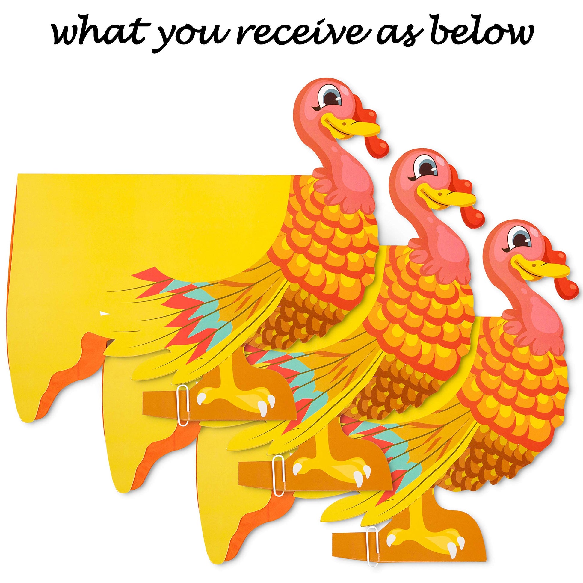 3 Piece Thanksgiving Tissue Turkey Decorations for Harvest Party Table Centerpiece Accessories