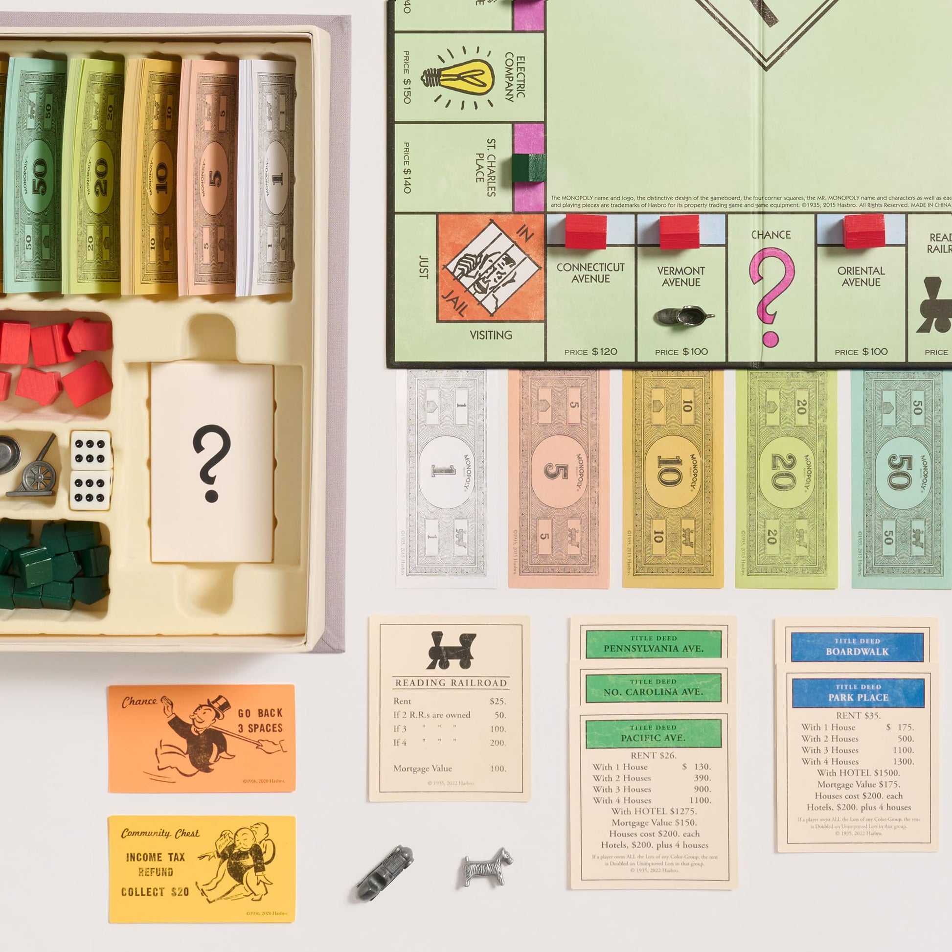 WS Game Company Monopoly Vintage Bookshelf Edition Board Game Premium Fabric-Wrapped Book Storage Box with Retro Graphics, Wooden Houses, Strategy