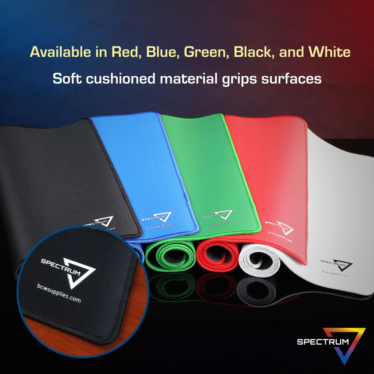 BCW Spectrum Playmat - Red (24" x 14") | Stitched Edges for Durability | Ideal for TCG, Tabletop Gaming & Magic: The Gathering