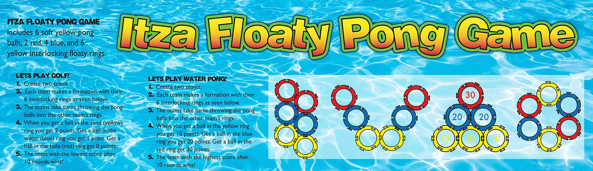 Water Sports Itza Floaty Pool Pong Backyard and Pool Game - Floating Ping Pong Pool Games for Adults and Family