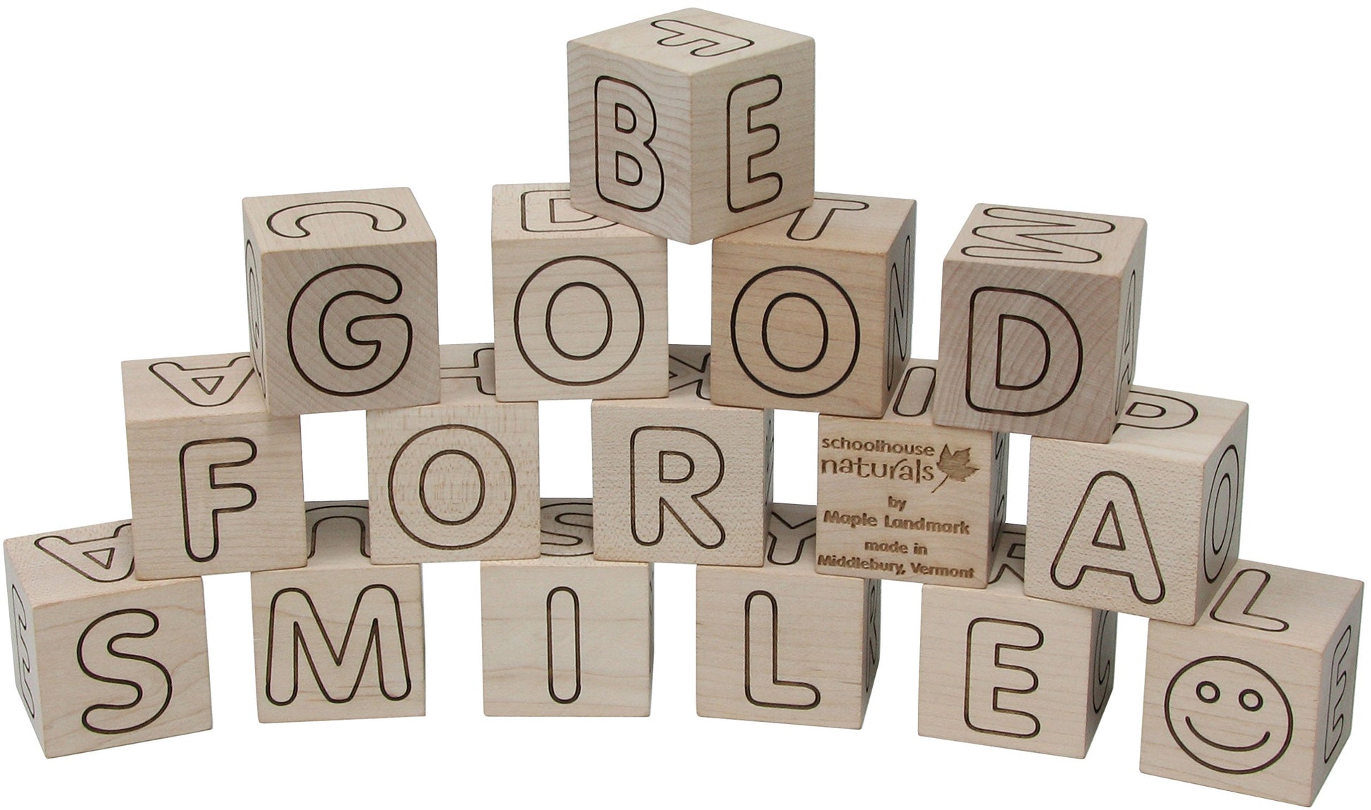 Maple Landmark Simple Wooden Letter Blocks - Made in USA