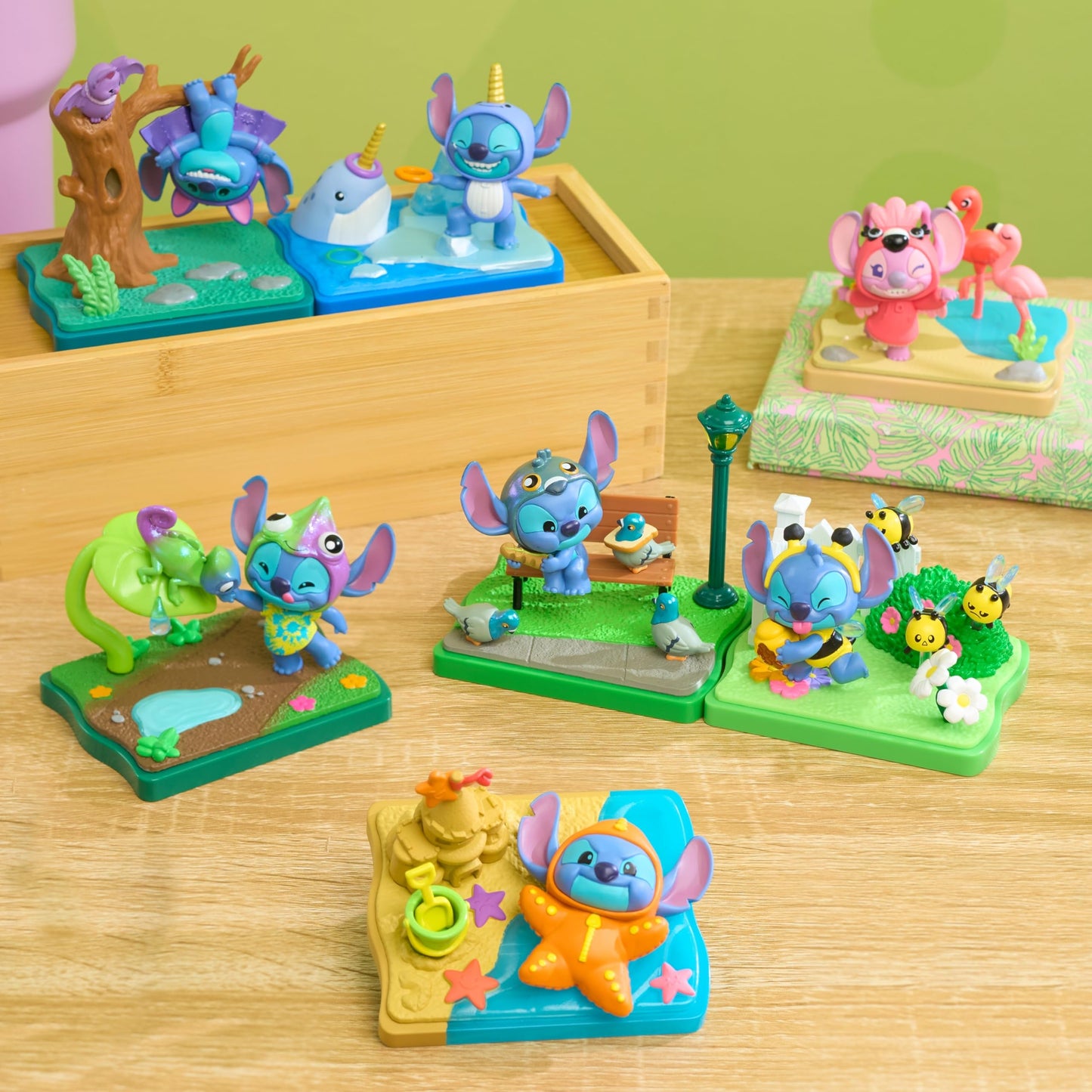 HAPPY HAUL Disney Stitch Goes Wild Scene Setters, Surprise Collectible Toy Figure in Blind Box with Scenic Base and Accessories, 3 Inches Tall