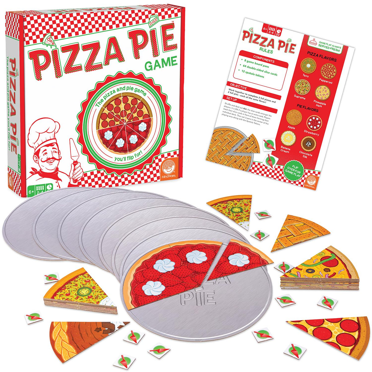 MindWare Pizza Pie Cooperative Game for 6 Year Olds and up - Match Flavors and Win As A Team, 2 to 4 Players