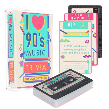 AQUARIUS Music Trivia Card Game - Pop, Rock, Hip-Hop & Alternative Quiz - Party Game for Adults & Teens, Gift for Music Lovers - I Love the 90s