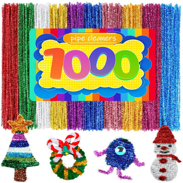 GAGANIU 1000pcs Pipe Cleaners, Pipe Cleaners for Crafts, Craft Supplies Multicolor Chenille Stems for Art&Craft Christmas DIY