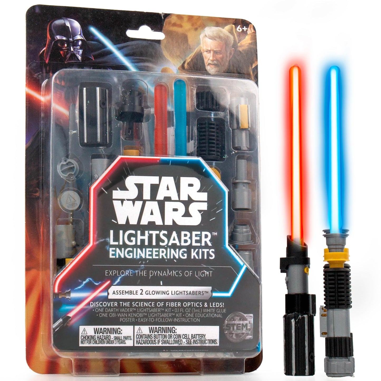 STAR WARS Construct Your Own Lightsabers, Build 2 Lightsabers for Kids, OBI Wan Kenobi Lightsaber & Darth Vader Lightsaber, 6 Year Old Boy Gifts, Toys