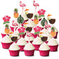 Maitys 72 Pcs Luau Cupcake Toppers Tropical Cake Decorations Hawaiian Toothpicks with Flamingo Pineapple Palm Leaves Shape Picks for Summer Beach