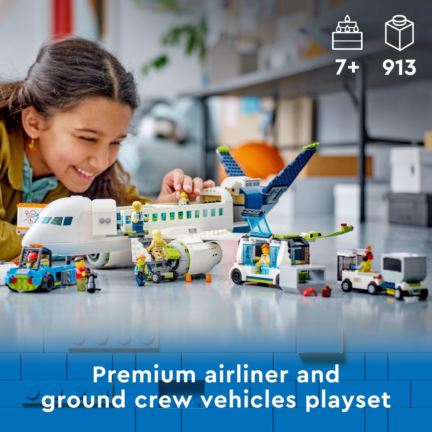 LEGO City Passenger Airplane Toy - Building Set for Boys & Girls, Ages 7+ - Educational Gift for Kids - W/Buildable Vehicle Toys & 9 Minifigures