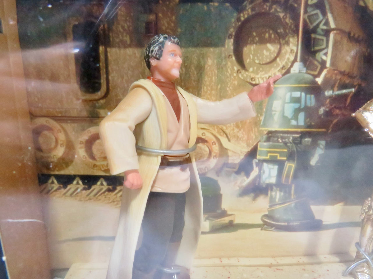 Star Wars The Power of The Force 3-Pack Movie Scene 4 Inch Tall Action Figure Set - Purchase of The Droids with Uncle Owen Lars, C-3PO, and Luke