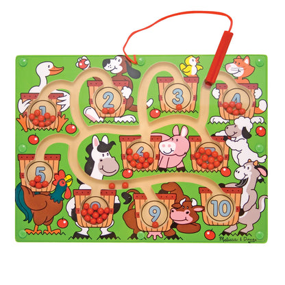 Melissa & Doug Magnetic Wand Number Maze - Wooden Puzzle Activity Learning Toys, Travel Activities for Kids, Magnetic Maze for Toddlers and Kids Ages