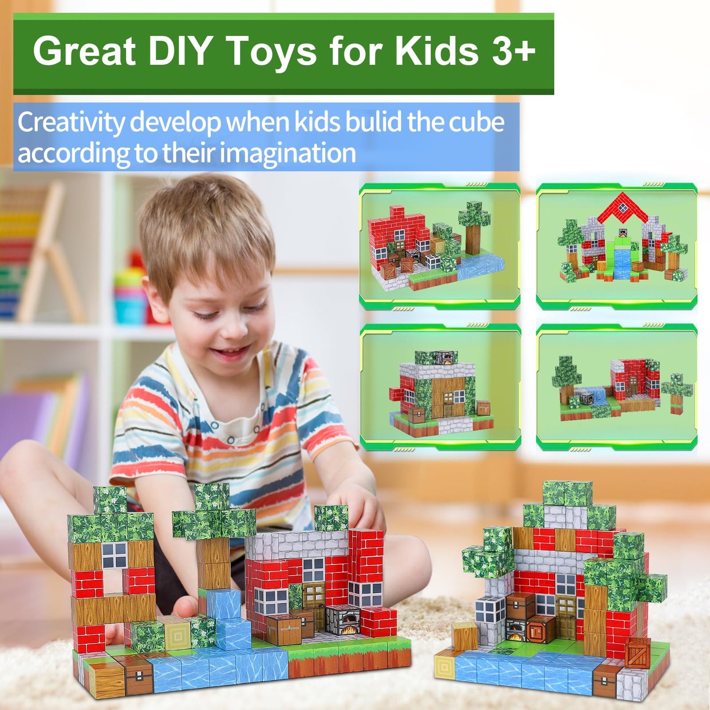 Dulsaera Magnetic Blocks-Build 110PCS Toys for Boys & Girls Age 6 7 8 9 10, Stacking Building Toys for Toddlers Fidget Cubes Sensory Toy