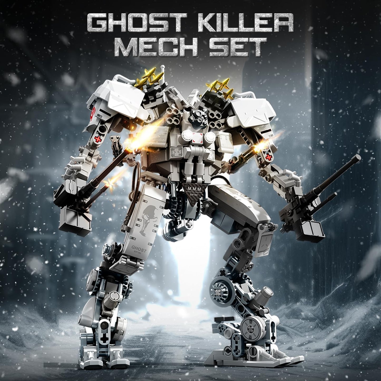 HIGH GODO Ghost Killer Mech Robot Transforming Building Blocks Set for Adults, City Warrior Justice Hero Soldier Mech Model Building Kit, Cool