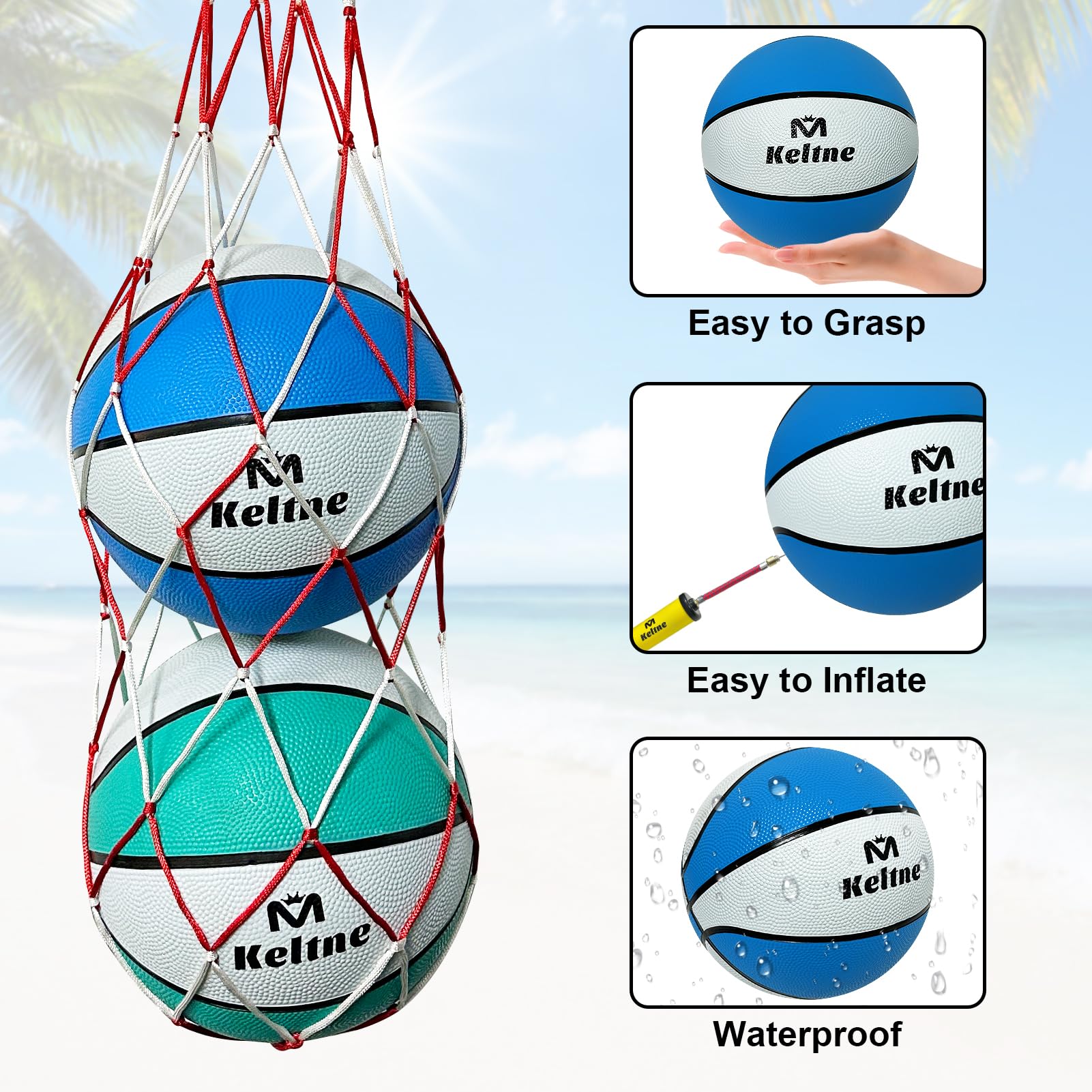 Lxheir Swimming Pool Basketball, 9" Waterproof Basketball for Poolside Hoop, Anti-Slip Textured Grip, Durable Water Basketball for Pool Basketball