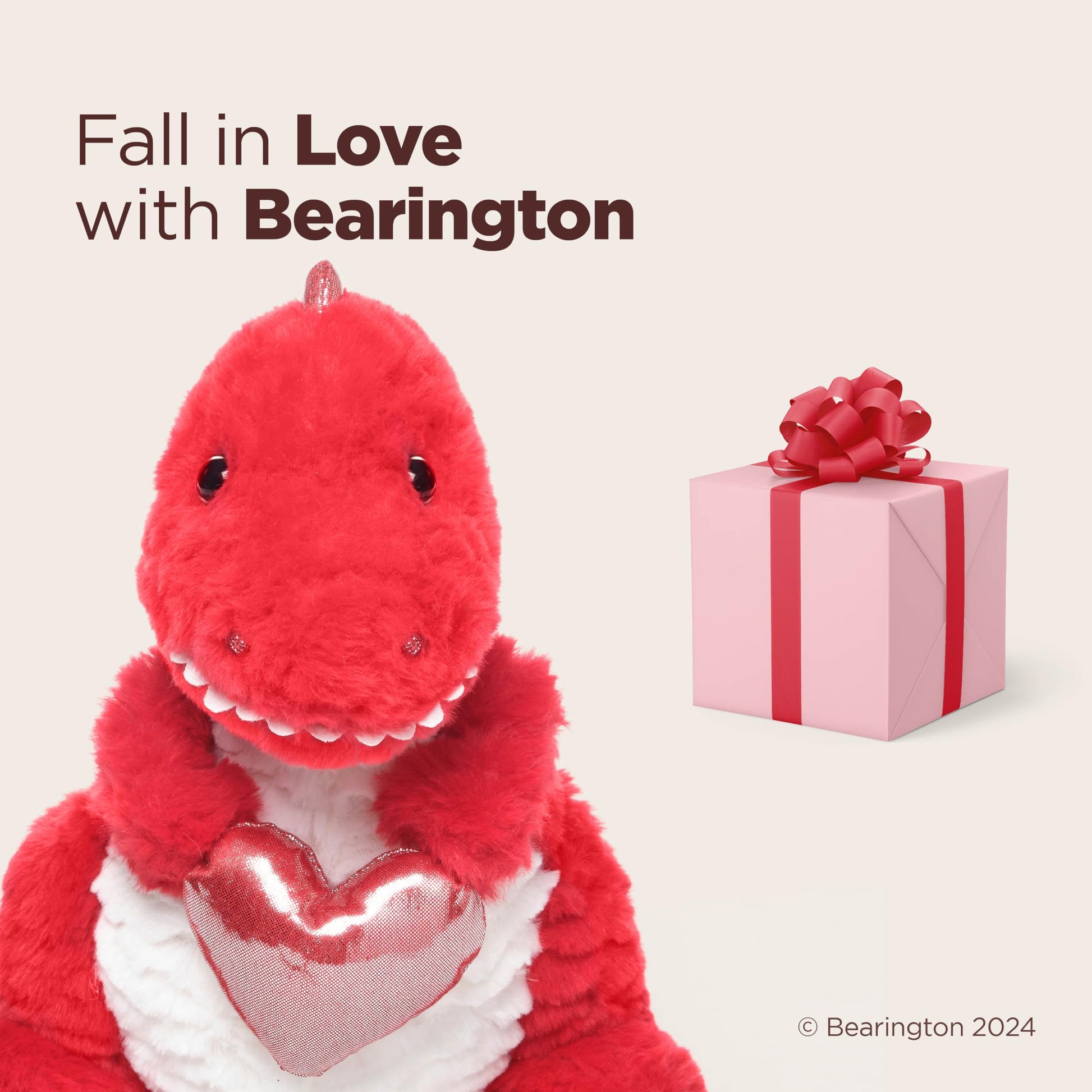 Bearington T-Riffic The Love Dinosaur Plush Stuffed Animal 12 in, Ideal Plushies Gift for Kids & Girlfriends