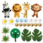 Jungle Safari Animal Cake Topper with Lion Giraffe Monkey Zebra Balls for Wild Animals Themed Birthday Supplies