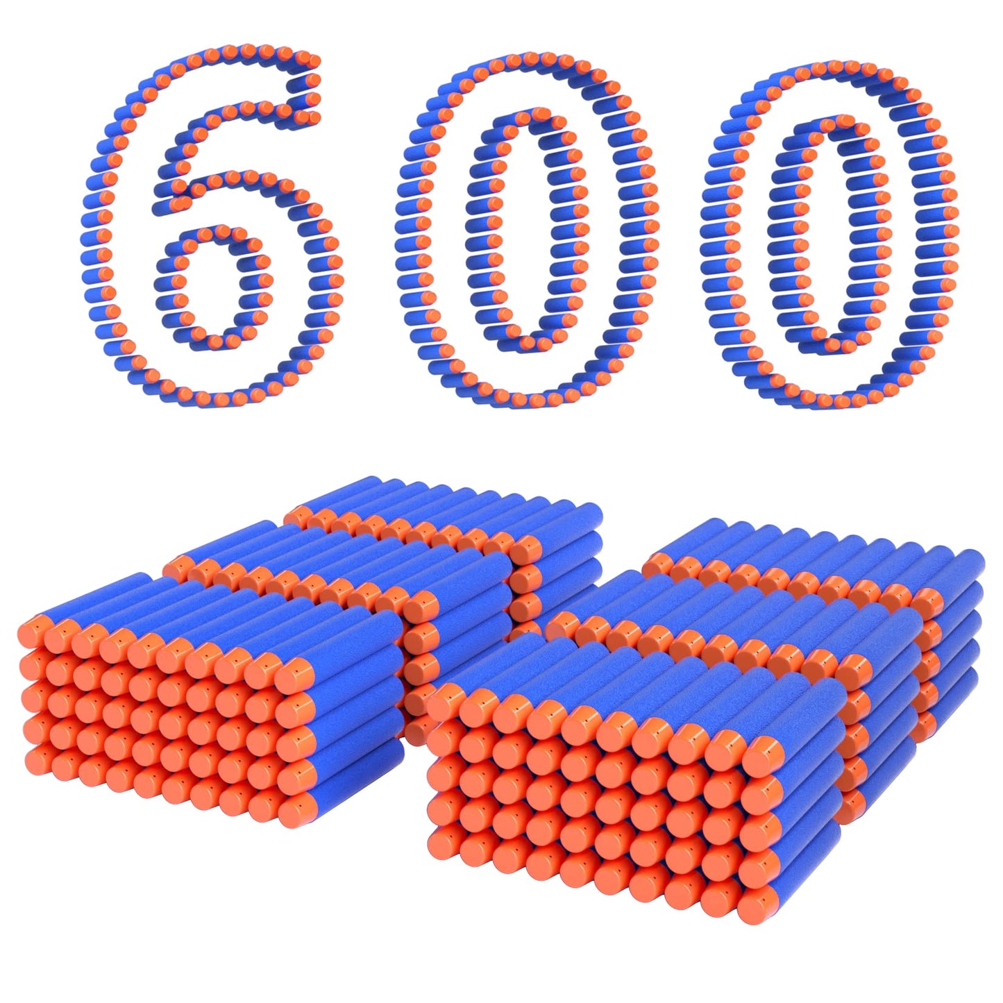 lififun 600-Dart Refill Pack Soft Darts for Nerf N-Strike Elite Blue